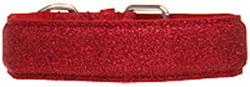 Třpytivý kožený obojek červený - Kliknutím na obrázek zavřete